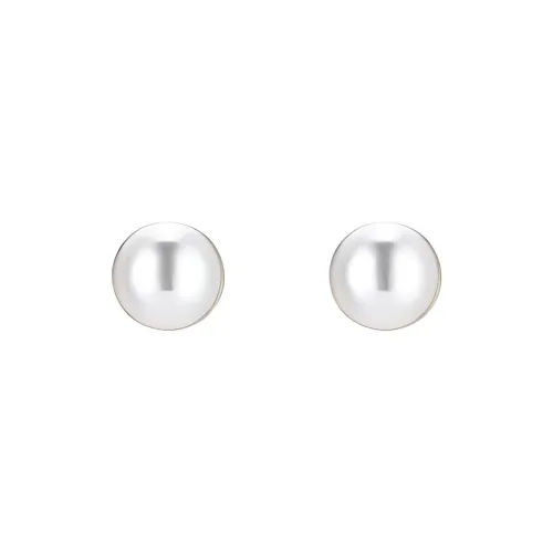 GUCCI Metal Resin Semi-Pearl Stud Earrings Women's White/Gold