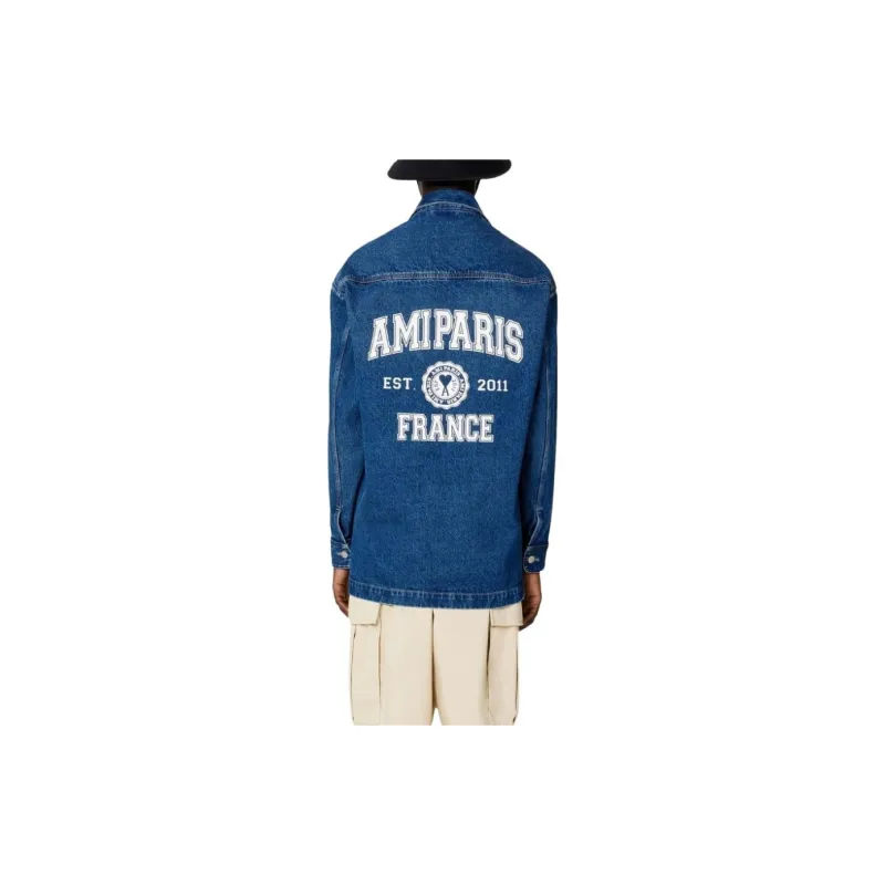 AMIPARIS Spread collar Denim Overshirt-4