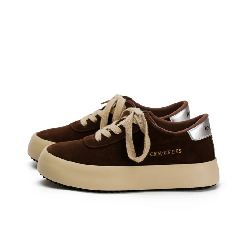 Zun'er Non-slip Lightweight Low-Top Skateboard Shoes Women's Camel-5