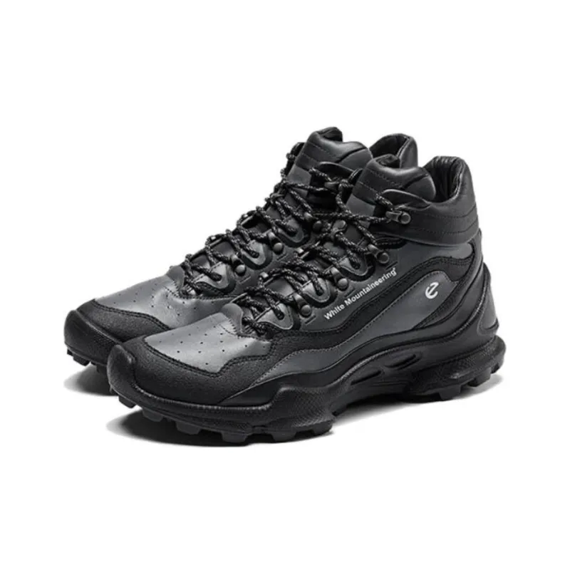 White Mountaineering x Ecco Biom C Trail Shock Absorbers With Slip Resistant Features High Top Hiking Shoes Men's Black-2