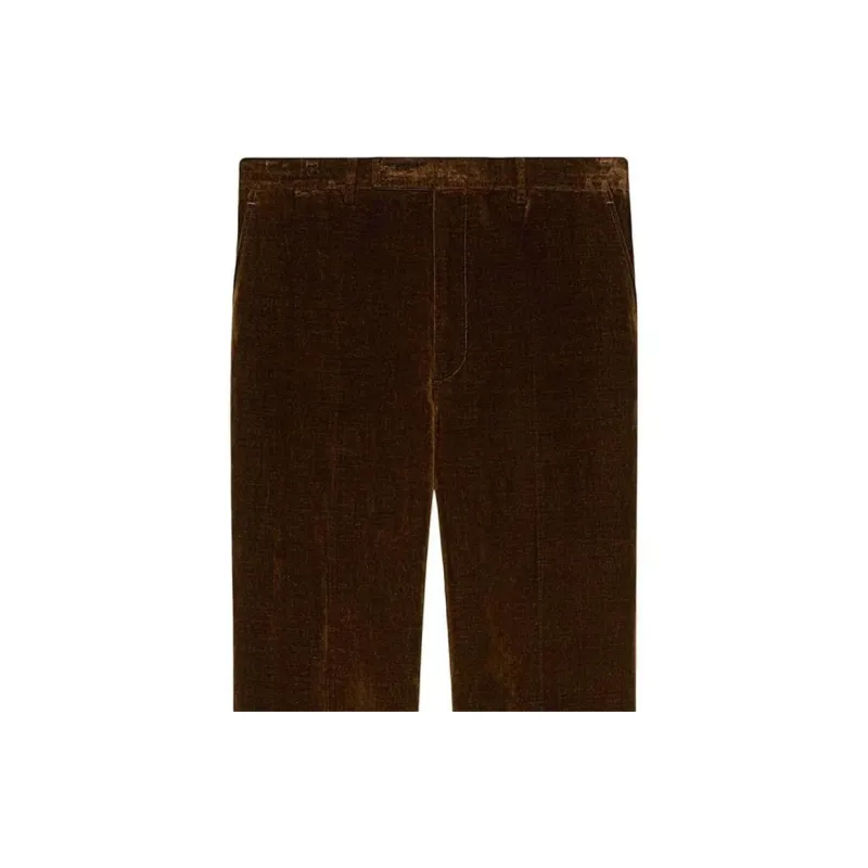 GUCCI Velvet Flared Leg Pants Brown-4