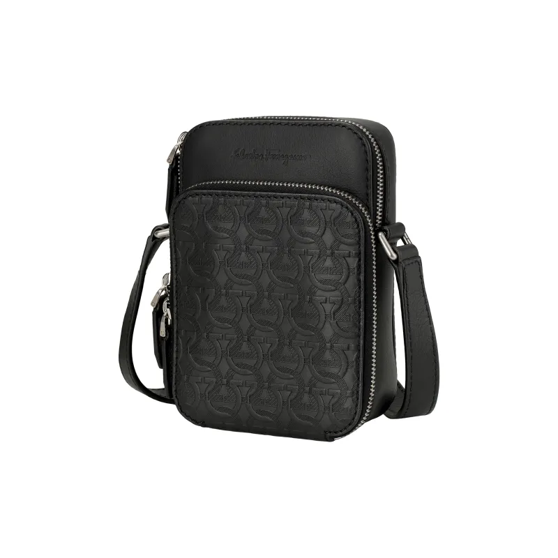 FERRAGAMO Calfskin Travel Bag Unisex Black-3