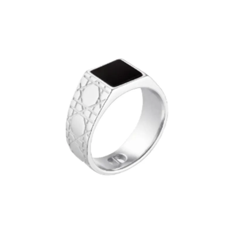 DIOR Sterling Silver Agate Rings Men's Silver-2