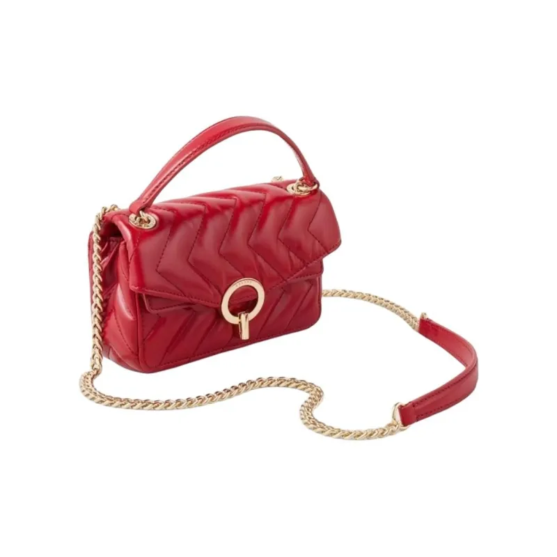 Sandro Cow Leather Shoulder Bag Crossbody Bag Handbag Medium Size Women's Red-2