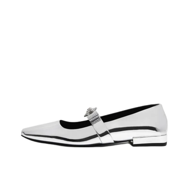 VERSACE Gianni Ribbon Casual Single Shoes Women's Silver-0