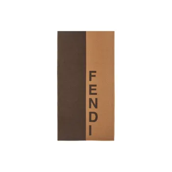 FENDI Cashmere Knit Scarves Men's Light Brown/Dark Brown
