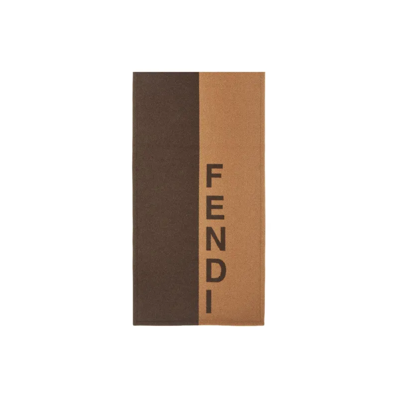 FENDI Cashmere Knit Scarves Men's Light Brown/Dark Brown-0