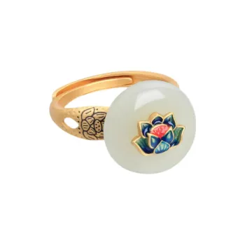 CHIC ZONE Hetian Jade Rings Pale Greenish White Jade Women's