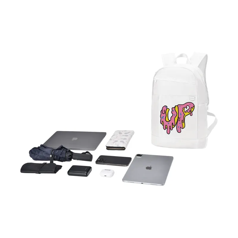 TURN UP Polyester Students Backpack Regular Unisex White-4