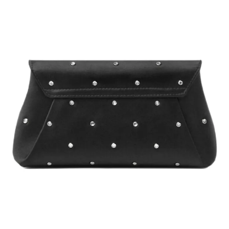 FANSIZHE Viscose One Shoulder Crossbody Clutch Women's Black & Silver-2