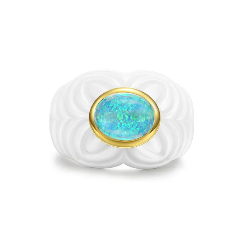 M`GARDEN 925 Silver Ceramic Rings Women's-6