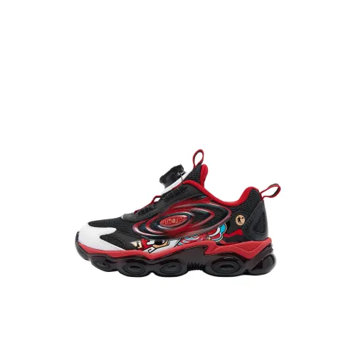 QIAODAN Anti Slip Wear Resistant Low Top Kids Lifestyle Shoes Black/Koi Red Children Aged 3 7 Years Old