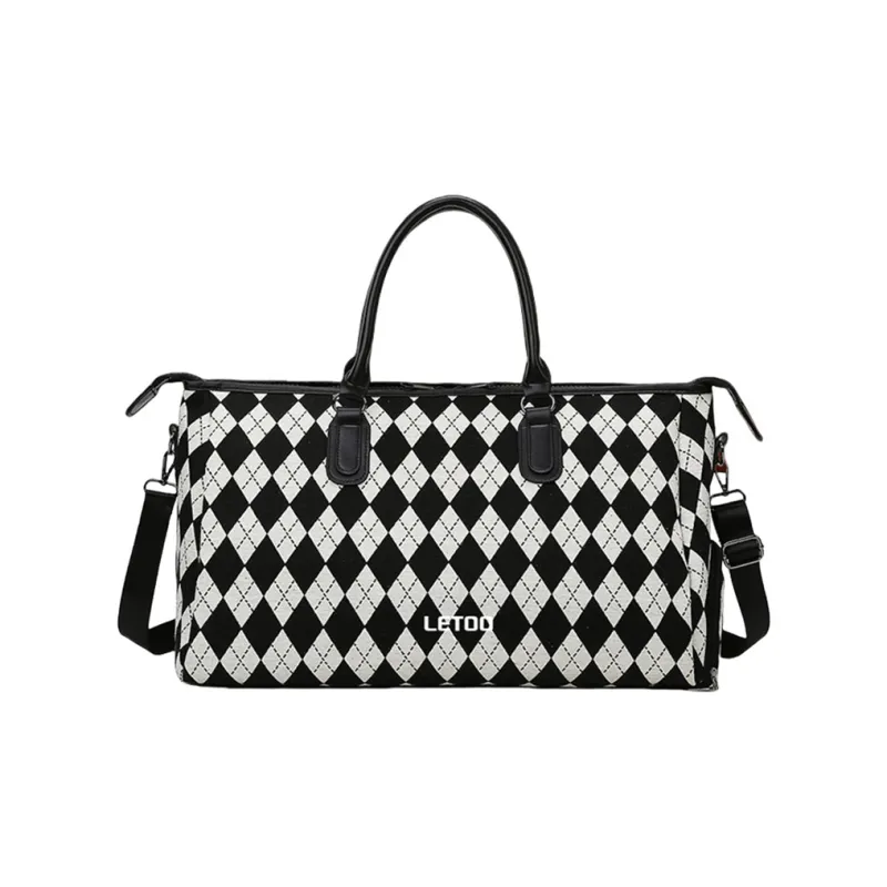 LETOO Oxford Gym Bag Medium Size Unisex Black/Coffee-0