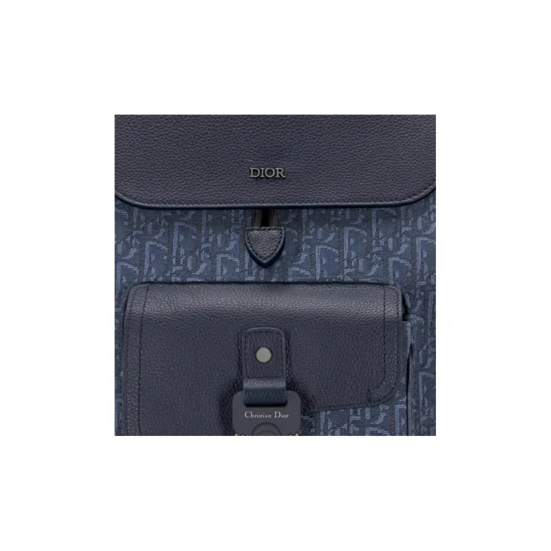 DIOR Cow Leather Backpack Women's Marine Blue-3