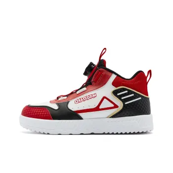 QIAODAN Anti Kick And Wear Resistant Mid Top Kids' Skateboarding Shoes Black Red Teenagers