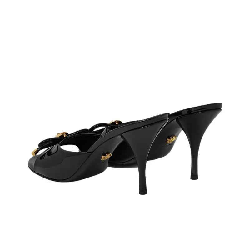 VERSACE Opera Slide Slippers 8.5cm Women's Black-4