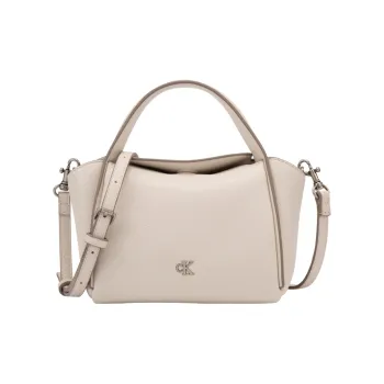 CALVIN KLEIN Blended Material One Shoulder Handbag Medium Size Women's Beige Apricot