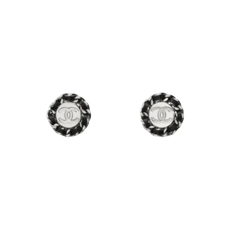 CHANEL Stud Earrings Women's Silver/Black-0