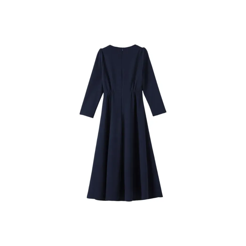 Late White Long Sleeved Dresses Women's Royal Blue-1