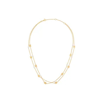 CELINE Triomphe Pearl Double Necklace In Brass With Gold Finish And Resin Pearls
