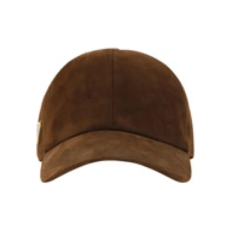 PRADA Leather Baseball Caps Unisex Brown-1