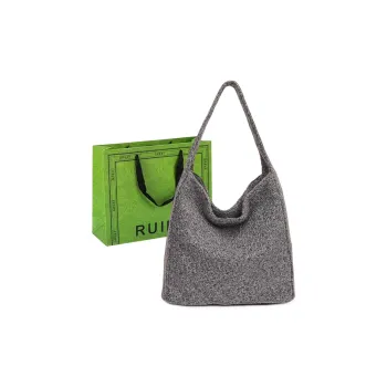 RUIPAI Woolen Tote Bag Shopping Bag Shoulder Bags Regular Women's Gray/Black/Black White Plaid/Brown