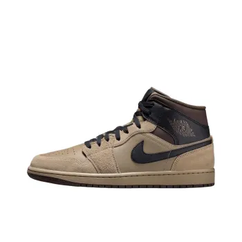 Jordan Air Jordan 1 Anti Slip Wear Resistant Mid Top Vintage Basketball Shoes Unisex Brown