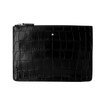 MONTBLANC Crocodile Leather With Cow Leather Clutch Men's Black