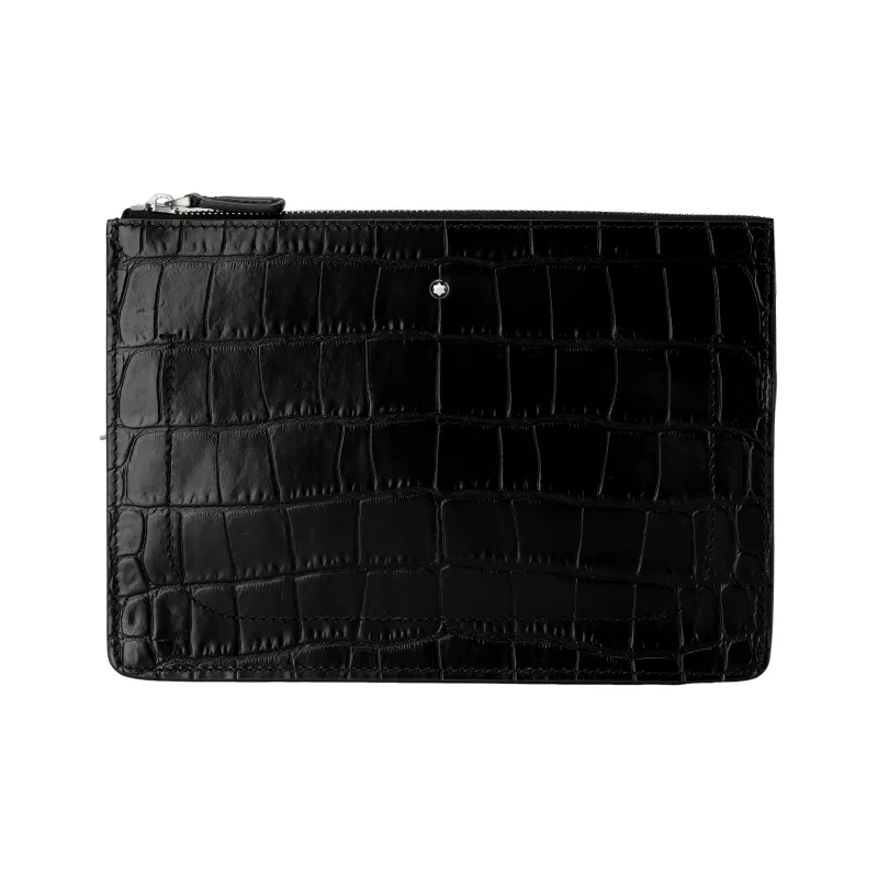 MONTBLANC Crocodile Leather With Cow Leather Clutch Men's Black-0