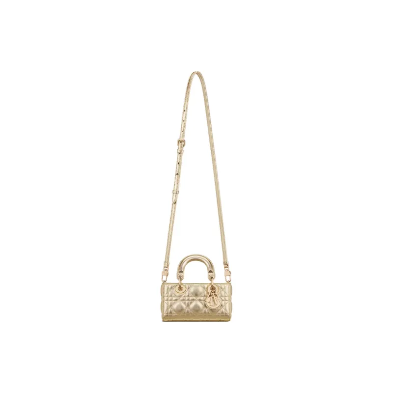 DIOR Lady D JOY Cow Leather Shoulder Bag, Crossbody Bag, Handbag Extra Mini Women's Gold-2
