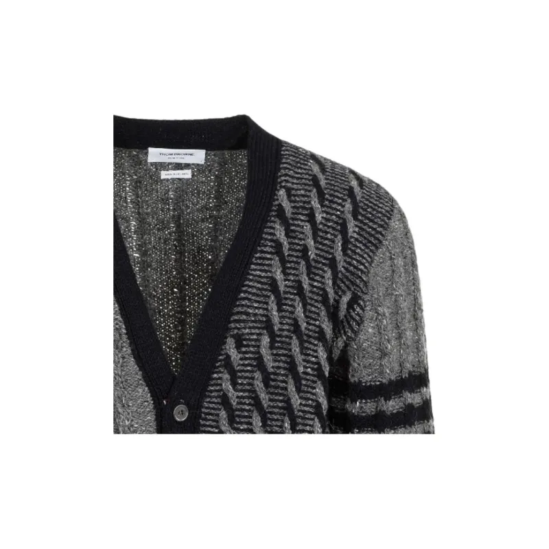 THOM BROWNE 4 Bar Stripe Detailed Cardigan-6