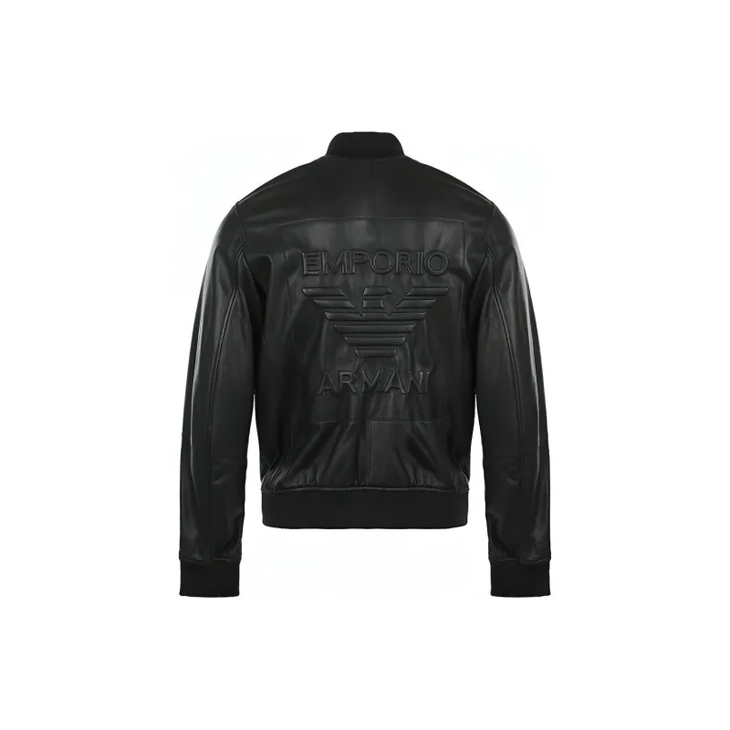 EMPORIO ARMANI Leather Jacket Men's Black-1