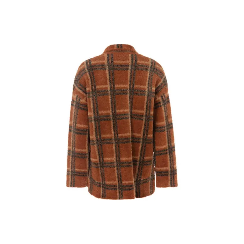 PINKO Velvet-feel Coat Women's Brown-1