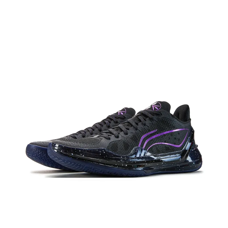 LiNing Blade 4V2 Cushioning Slip Resistant Support Lightweight Rebound Low Top Basketball Shoes Men's Black Purple-2