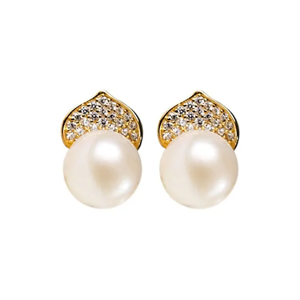 ORANGE SYMBOL Freshwater Pearl Stud Earrings Women's-0