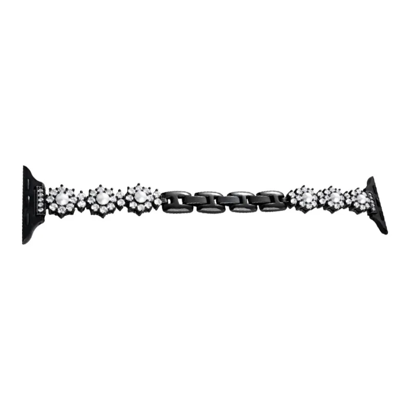 Warbler Dew Compatible With Apple Watch Apple Watch Band S9/S8/SE/7/6/5/4/3 Metal Sunflower Pearl Strap-2