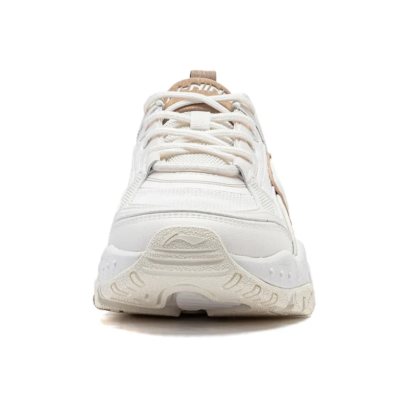 LiNing Brown Sugar Cushioning, Abrasion Resistant, Height Increasing Low Top Casual Shoes Women's White-4