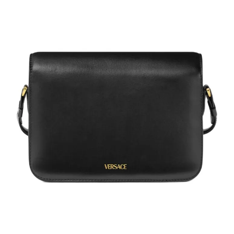 VERSACE Cow Leather Shoulder Bag, Crossbody Bag Men's Black-2