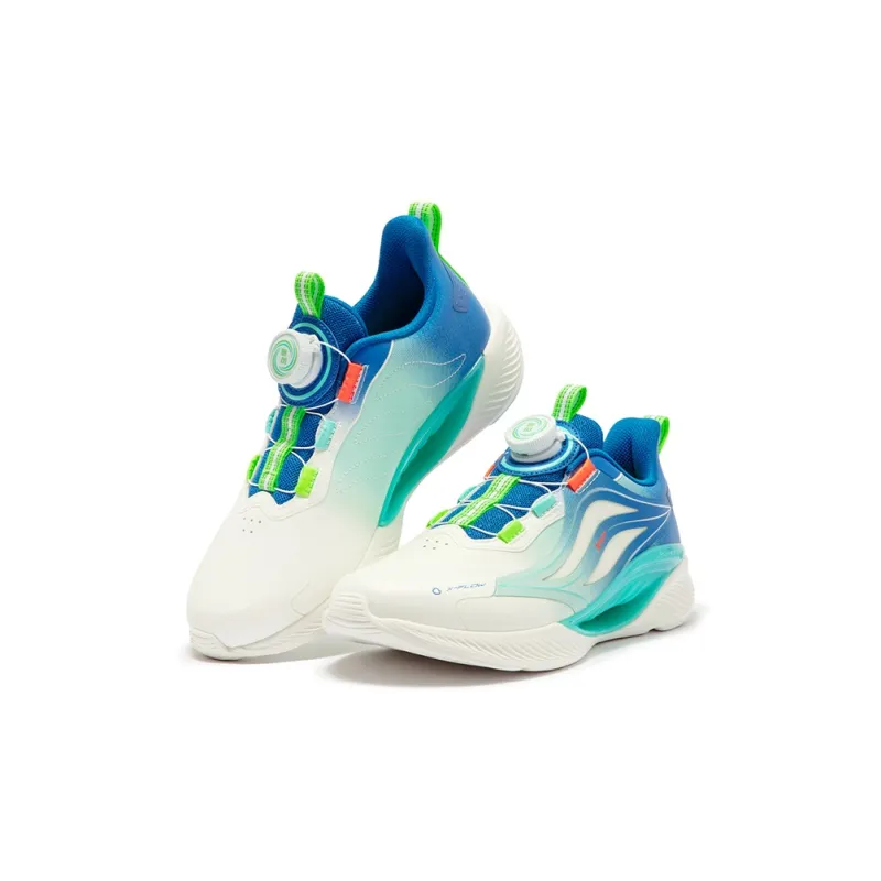 XTEP Qing Feng 5.0 Anti Slip Wear Resistant Low Top Kids' Running Shoes Sail White Prussian Blue Kids'-4