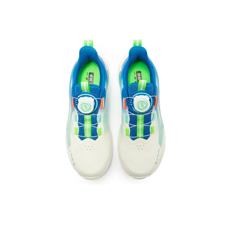 XTEP Qing Feng 5.0 Anti Slip Wear Resistant Low Top Kids' Running Shoes Sail White Prussian Blue Kids'-3