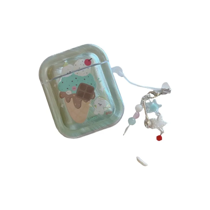 Baohuguang Compatible With AirPods 1/pro/3 TPU Ins Green Cute Ice Cream Puppy Fully Enclosed Headphone Cases-1