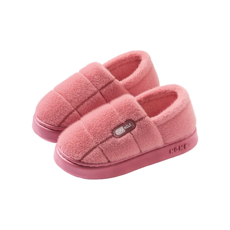 Foot Recreation Winter Warm Minimalist Style Square Cotton Slippers Home Slippers Unisex-5
