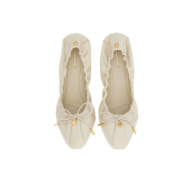 Ferragamo Leather Ballerina Shoes Women's-3