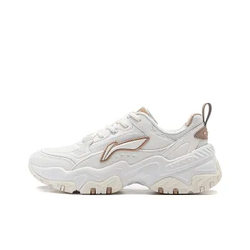 LiNing Brown Sugar Cushioned Wear Resistant Height Increasing Low Top Casual Shoes Women's White