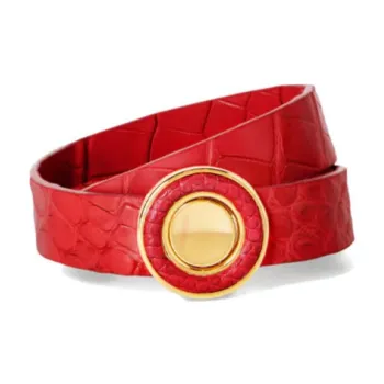Loro Piana Cow Leather Wristbands Women's Red