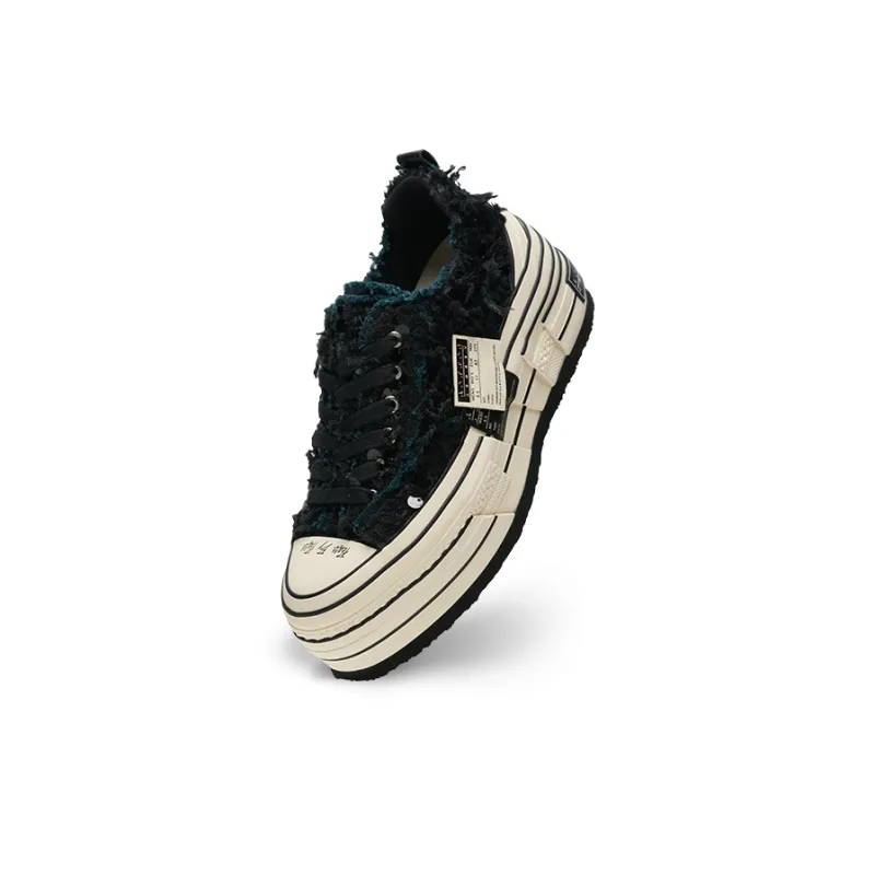 VESSEL Wear Resistant Height Increasing Low Top Canvas Shoes Unisex Black-1