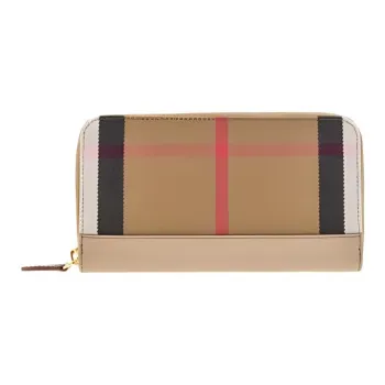 Burberry Cow Leather Wallet Women's Beige