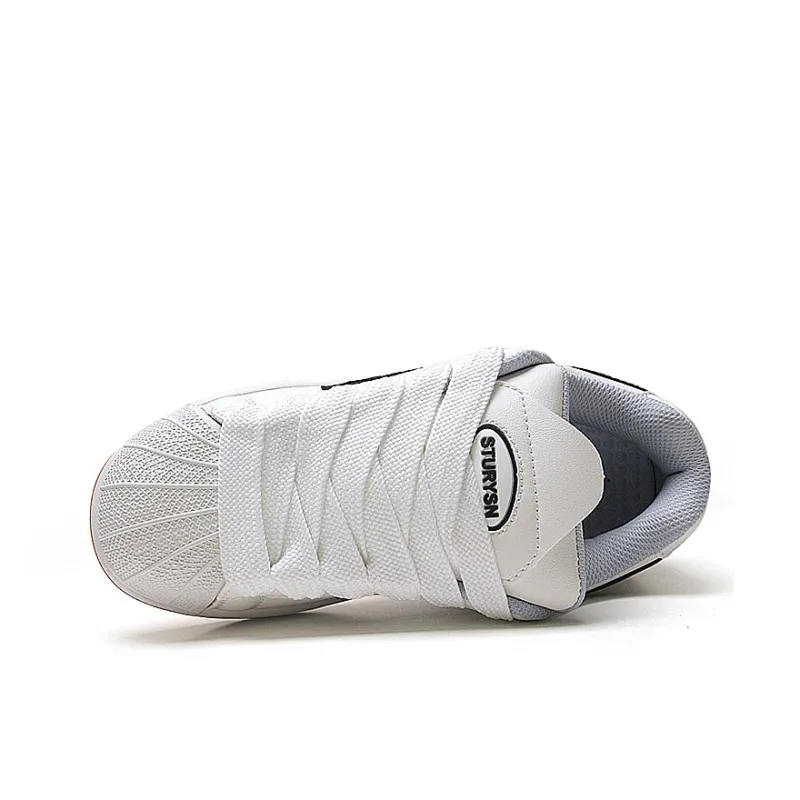 STUR YSN Wear resistant And Lightweight Low Top Skateboard Shoes Unisex White Cowhide-5