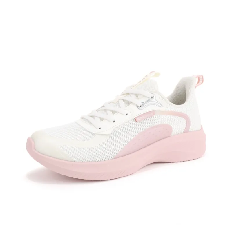 QIAODAN Cushioning Anti Slip And Wear Resistant Low Top Casual Running Shoes Women's White Pink-2