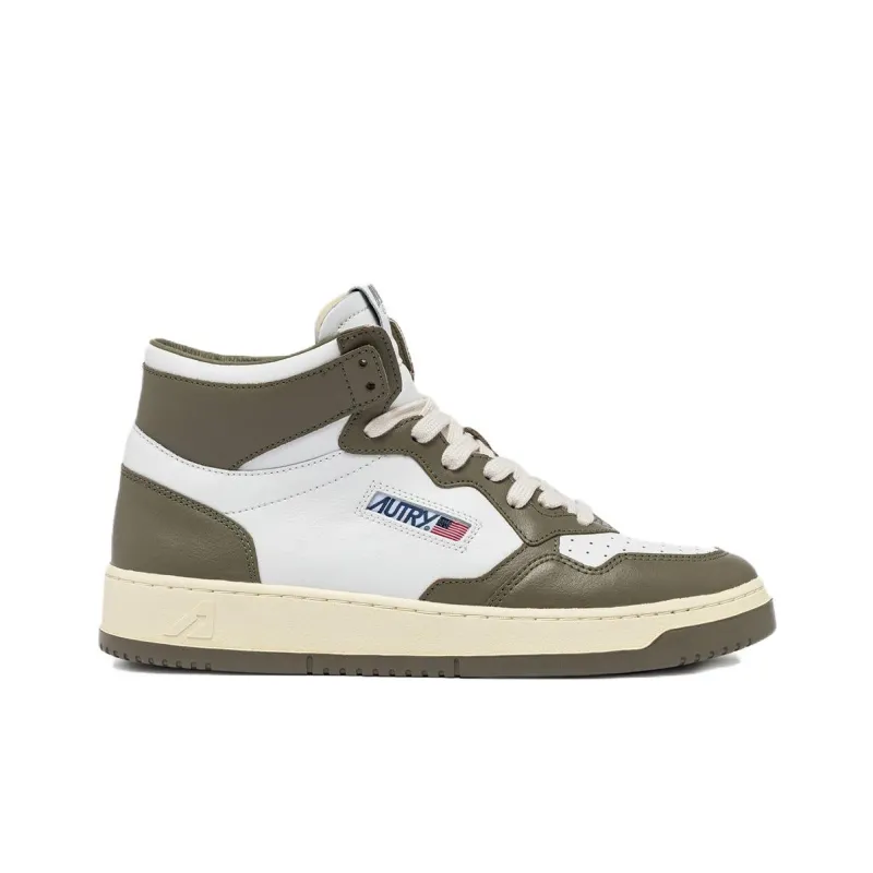 AUTRY Medalist Wear-Resistant High-Top Skateboard Shoes Men's White Green-1